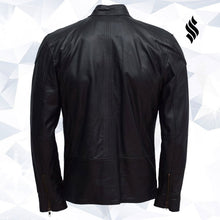 Load image into Gallery viewer, Men Black Sheepskin Jacket | Sheepskin Jackets | Biker Leather Jacket