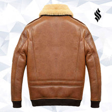 Load image into Gallery viewer, Men’s Aviator Fur Shearling Leather Bomber Jacket | Shearling Jackets