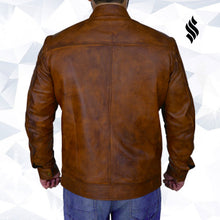Load image into Gallery viewer, Men’s Distressed Brown Jacket | Brown Leather Jacket | Biker Jackets