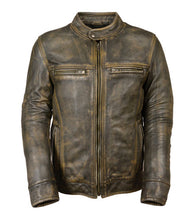 Load image into Gallery viewer, Men's Brown Distressed Motorbike Riding Biker Jacket