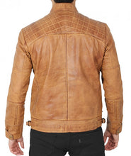 Load image into Gallery viewer, Johnson Camel Quilted Leather Motorcycle Jacket
