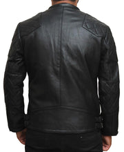 Load image into Gallery viewer, Mens BECKHAM Black Quilted Retro Biker Jacket