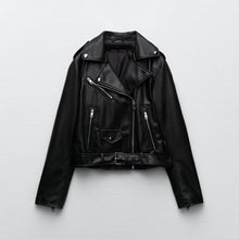 Load image into Gallery viewer, Black Women's Motorcycle Sheepskin Biker Leather Jacket