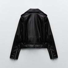 Load image into Gallery viewer, Black Women's Motorcycle Sheepskin Biker Leather Jacket