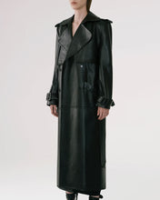 Load image into Gallery viewer, Black Sheepskin Duster Leather Trench Coat