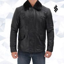 Load image into Gallery viewer, Boehmer Mens Black Shearling Leather Jacket - Shearling Leather Jacket
