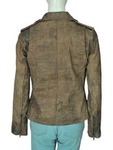 Load image into Gallery viewer, Dirty Brown Distressed Leather Jacket - Shearling leather