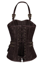 Load image into Gallery viewer, Newton Brown Corset with Strap and Faux Leather Pouch - Shearling leather