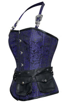 Load image into Gallery viewer, Mbatha Blue Corset with Strap and Faux Leather Pouch - Shearling leather