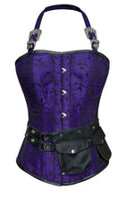 Load image into Gallery viewer, Rosamund Purple Corset with Strap and Faux Leather Pouch - Shearling leather