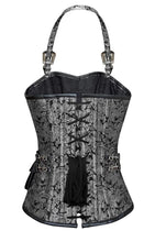 Load image into Gallery viewer, Christie Silver Corset with Strap and Faux Leather Pouch - Shearling leather