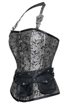 Load image into Gallery viewer, Christie Silver Corset with Strap and Faux Leather Pouch - Shearling leather