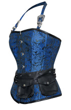 Load image into Gallery viewer, Walters Turquoise Corset with Strap and Faux Leather Pouch - Shearling leather