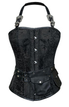 Load image into Gallery viewer, Andrews Black Corset with Strap and Faux Leather Pouch - Shearling leather