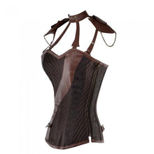 Load image into Gallery viewer, Whalen Steampunk Corset With Faux Leather Cage Straps - Shearling leather