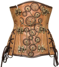 Load image into Gallery viewer, Malcolm Embroidered Crunch Leather Underbust Corset - Shearling leather