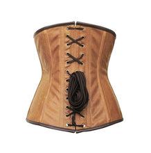 Load image into Gallery viewer, Neville Embroidered Crunch Leather Underbust Corset - Shearling leather