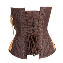 Load image into Gallery viewer, Hall Brown Steampunk Corset With Attached Neck Gear - Shearling leather