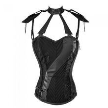 Load image into Gallery viewer, Coleen Gothic Corset With Faux Leather Cage Straps - Shearling leather