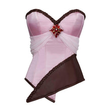Load image into Gallery viewer, Adrion Pink Satin & Faux Leather Braided Trimming Corset - Shearling leather