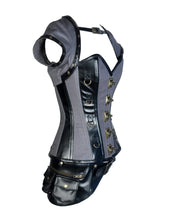 Load image into Gallery viewer, Pepe Taffeta & Faux Leather Overbust Corset With Jacket - Shearling leather