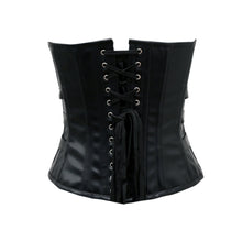 Load image into Gallery viewer, Juno Gothic Corset In Black Faux Leather - Shearling leather