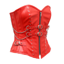 Load image into Gallery viewer, Cates Overbust Corset In Red Sheep Nappa Leather - Shearling leather