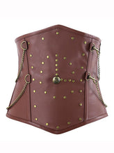 Load image into Gallery viewer, Graz Steampunk Spiral Steel Boned Faux Leather Underbust Corset - Shearling leather