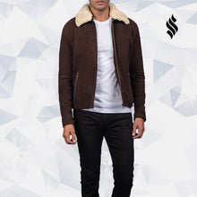 Load image into Gallery viewer, Coffner Brown Shearling Fur Leather Jacket - Shearling leather