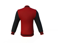 Load image into Gallery viewer, Maroon Varsity Letterman Jacket with Black Sleeves - Shearling leather