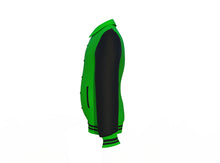 Load image into Gallery viewer, Light Green Varsity Letterman Jacket with Black Sleeves - Shearling leather