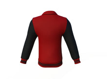 Load image into Gallery viewer, Maroon Varsity Letterman Jacket with Black Sleeves - Shearling leather
