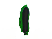 Load image into Gallery viewer, Dark Green Varsity Letterman Jacket with Black Sleeves - Shearling leather