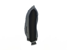 Load image into Gallery viewer, Grey Varsity Letterman Jacket with Black Sleeves - Shearling leather