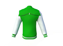 Load image into Gallery viewer, Light Green Varsity Letterman Jacket with White Sleeves - Shearling leather