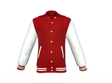 Load image into Gallery viewer, Maroon Varsity Letterman Jacket with White Sleeves - Shearling leather