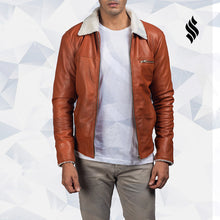 Load image into Gallery viewer, Dan Frost Tan Shearling Leather Jacket