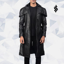 Load image into Gallery viewer, Deux Black Leather Trench Coat - Shearling leather
