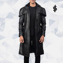 Load image into Gallery viewer, Deux Black Leather Trench Coat - Shearling leather