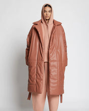 Load image into Gallery viewer, Faux Leather Puffer Trench Coat