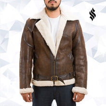 Load image into Gallery viewer, Forest Double Face Shearling Distressed Leather Jacket - Shearling leather