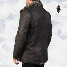 Load image into Gallery viewer, Furlong Black Leather Trench Coat - Shearling leather