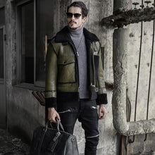 Load image into Gallery viewer, Green Mens RAF Flying Pilot Sheepskin Shearling Leather Jacket
