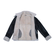 Load image into Gallery viewer, Hampton's Classic Brown Bomber Aviator Shearling Jacket with collar belt - Shearling leather
