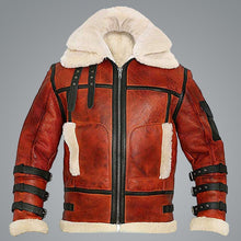 Load image into Gallery viewer, Aviator Sheepskin RAF Men B6 Waxed Bomber Shearling Leather Jacket
