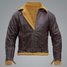 Load image into Gallery viewer, B3 Men Flying Aviator Winter Sheepskin Shearling Bomber Leather Jacket