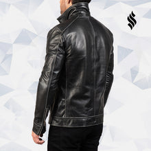 Load image into Gallery viewer, Black Leather Biker Jacket | Mens Leather Biker Jacket | Biker Jackets