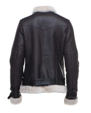 Load image into Gallery viewer, Jayne's Sheepskin Brown Biker Shearling Jacket - Shearling leather