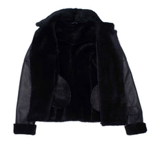 Load image into Gallery viewer, Tasha's Black Sheepskin Shearling B-3 Bomber Style Jacket - Shearling leather