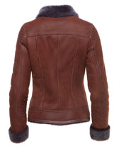 Load image into Gallery viewer, Reyna's Tan Sheepskin Shearling B-3 Bomber Style Jacket - Shearling leather